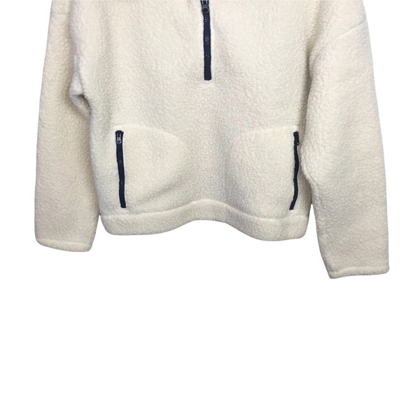 J Crew Ivory Crop Half Zip Polartec Fleece Pullover Sweater - Picture 5 of 10